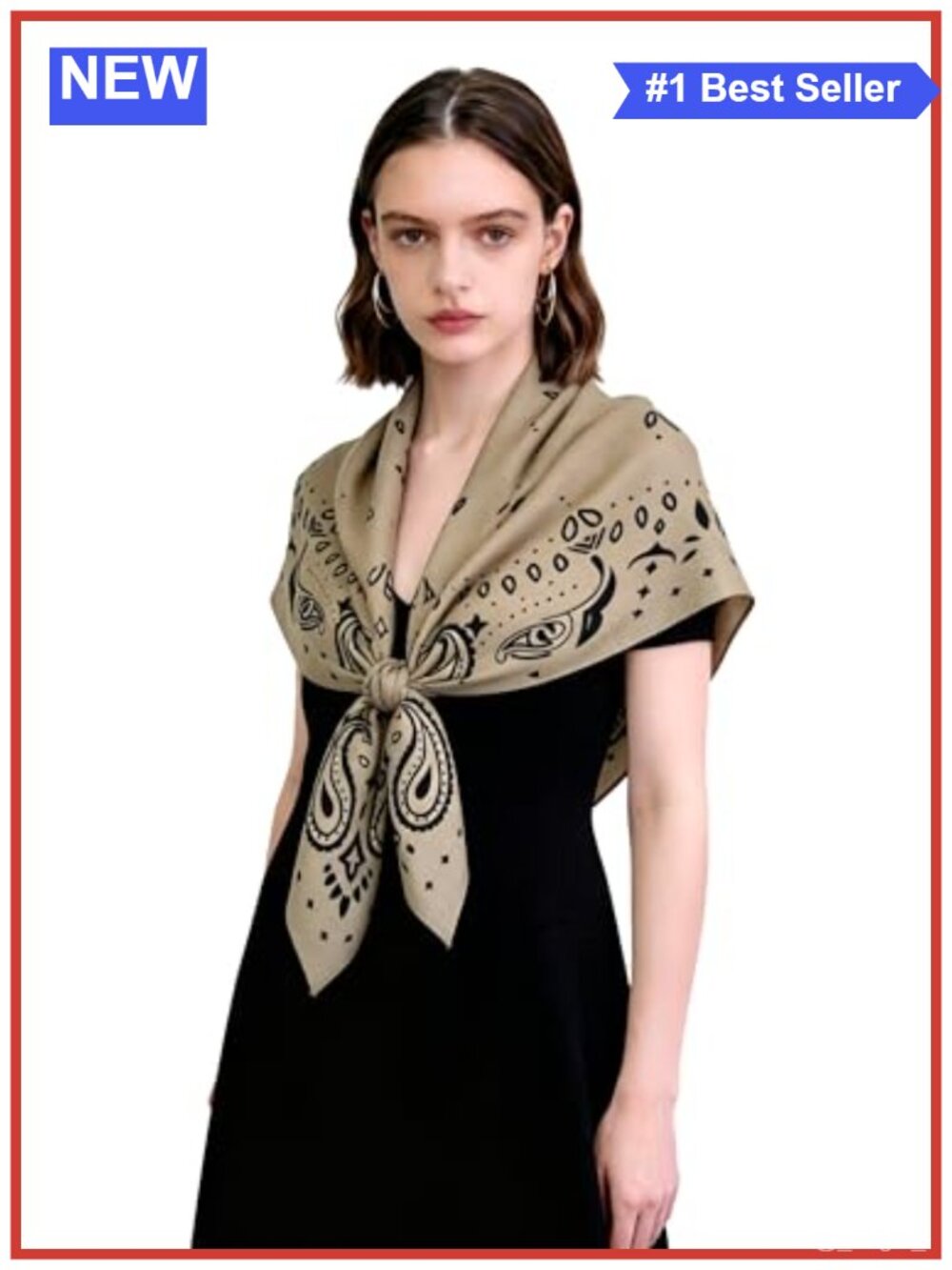 Large Cotton-Like Polyester Square Scarf Paisley Bandana Head Wrap